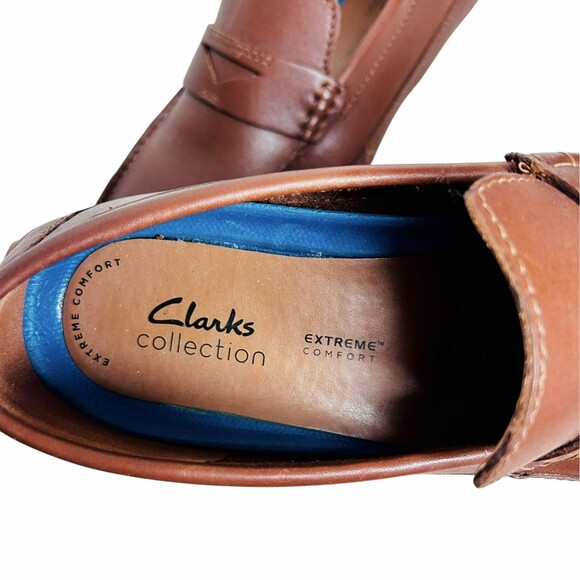 Clarks Collection Mens Shoes Size 11 Brown Leather Driving Loafers NICE Current - Picture 7 of 10